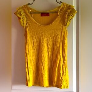 Elle Yellow Ruched Flutter Sleeve Blouse